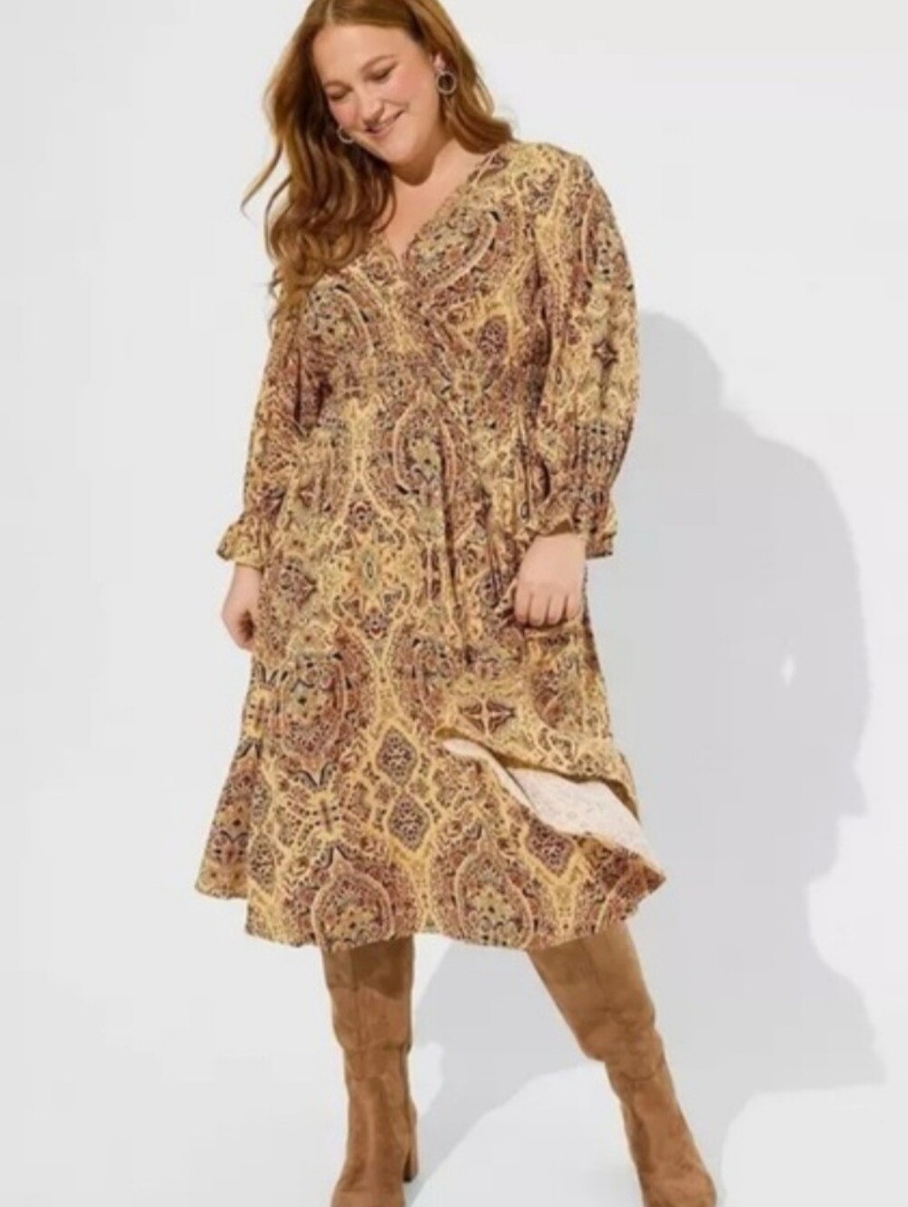 Torrid Midi Challis Smocked Waist Surplice Dress Size 4X